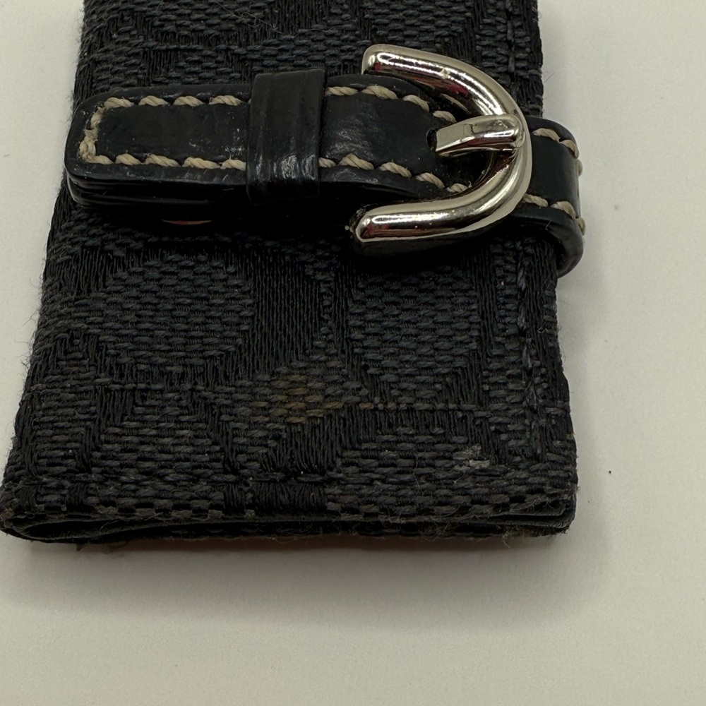 Coach Black Signature Jacquard Keychain Wallet with Silver Buckle - Picture 4 of 7